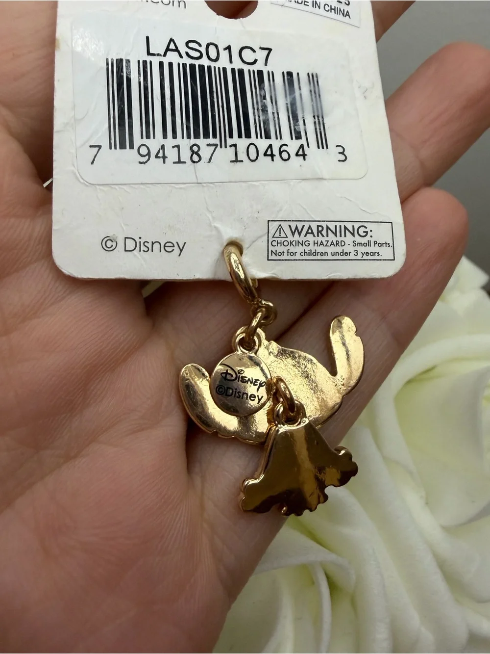 Disney Gold Stitch Dangle Charm